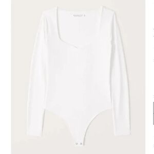 Abercrombie & Fitch Long Sleeve Double Layered Sweetheart Bodysuit, Size: L